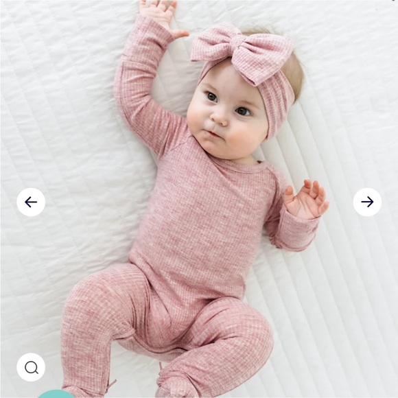 LITTLE SLEEPIES Ribbed Heathered Mauve Crescent Zippy - Picture 1 of 5